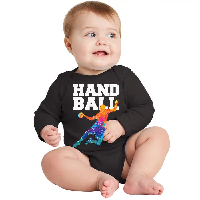 Handball Sports Lover Athlete Athletic Handball Player Baby Long Sleeve Bodysuit