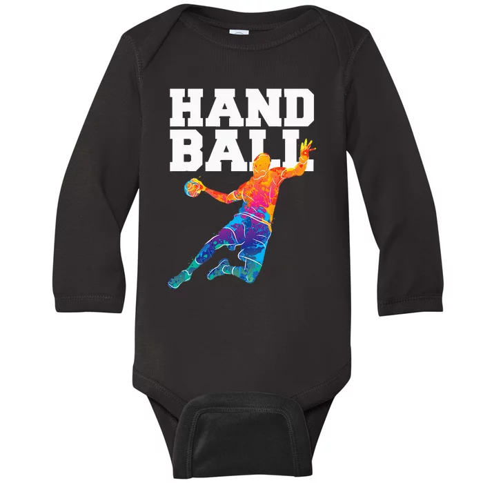 Handball Sports Lover Athlete Athletic Handball Player Baby Long Sleeve Bodysuit