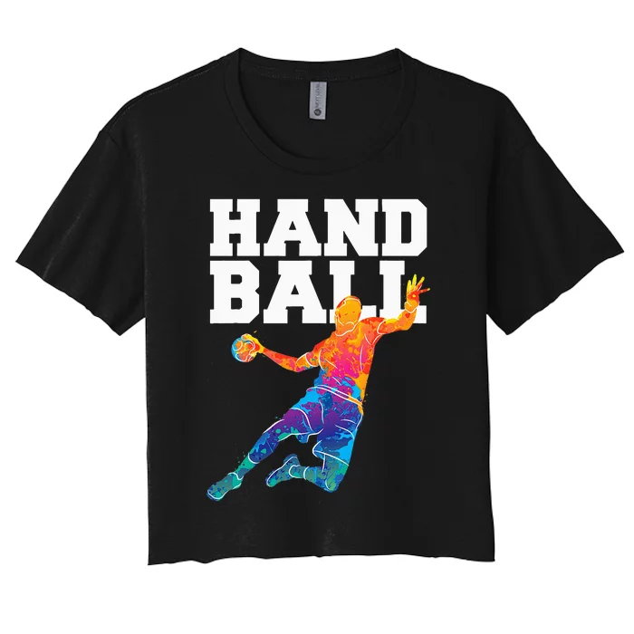 Handball Sports Lover Athlete Athletic Handball Player Women's Crop Top Tee