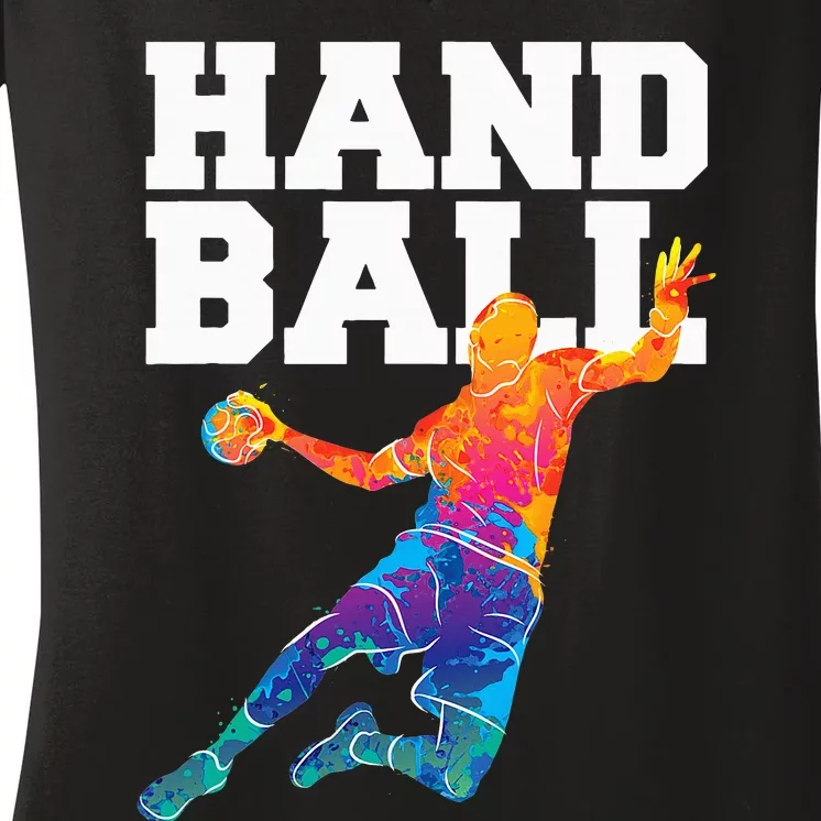 Handball Sports Lover Athlete Athletic Handball Player Women's V-Neck T-Shirt