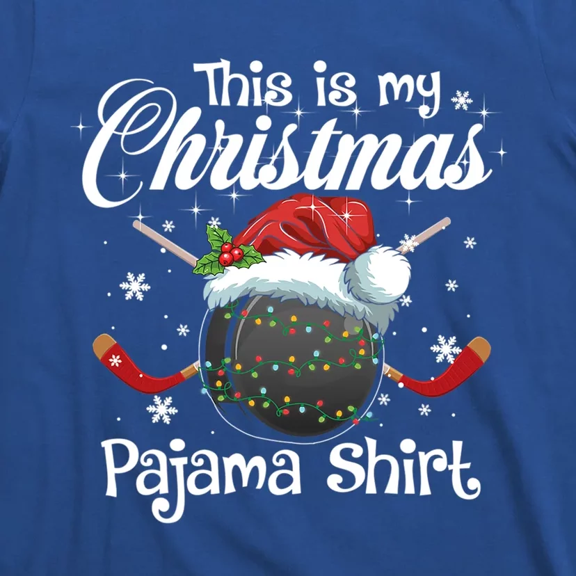 Hockey Santa Lights Funny This Is My Christmas Pajama Sport Cool Gift T-Shirt