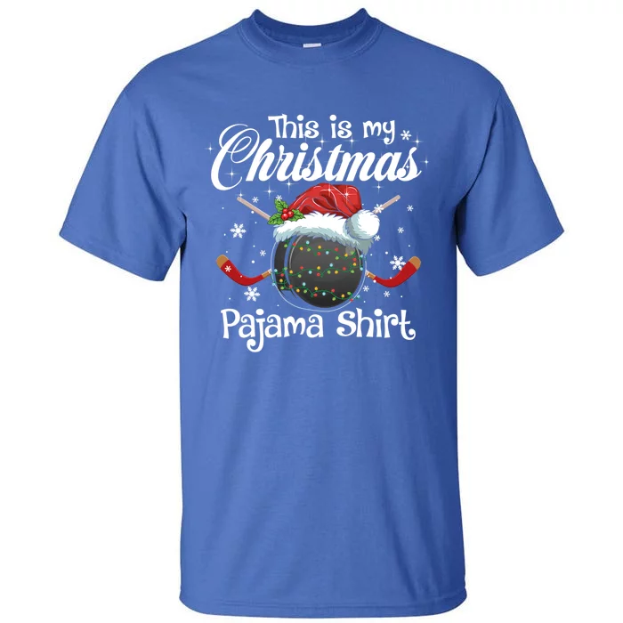 Hockey Santa Lights Funny This Is My Christmas Pajama Sport Cool Gift Tall T-Shirt