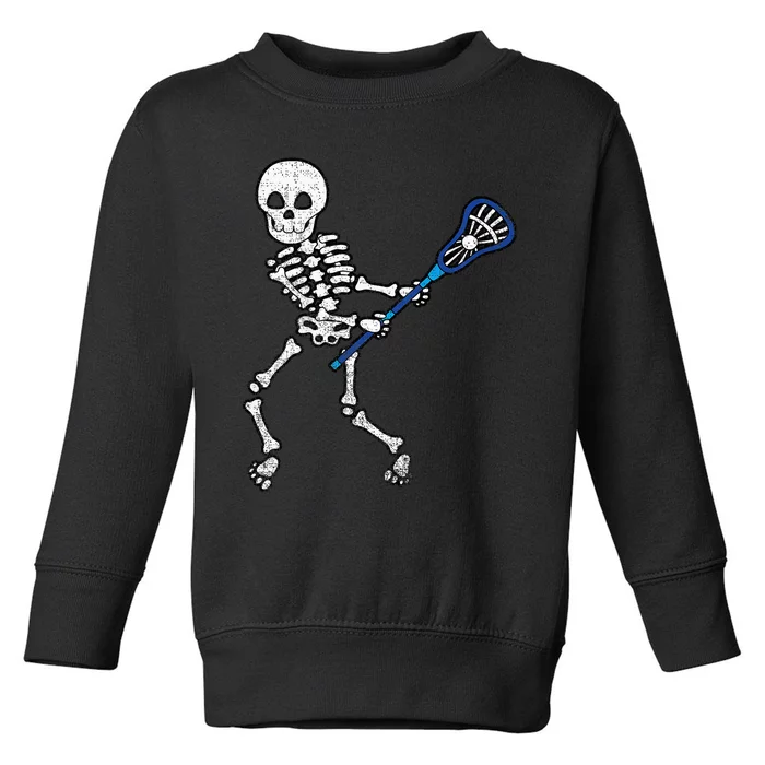 Halloween Skeleton Lacrosse Sport Player Costume Toddler Sweatshirt