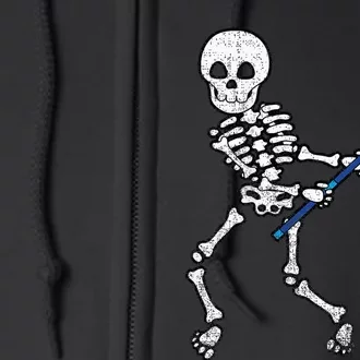 Halloween Skeleton Lacrosse Sport Player Costume Full Zip Hoodie