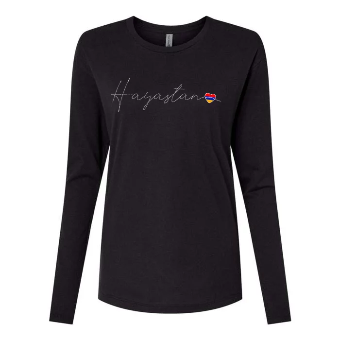 Hayastan Simple Love Armenian Flag Heart On Armenia Womens Cotton Relaxed Long Sleeve T-Shirt