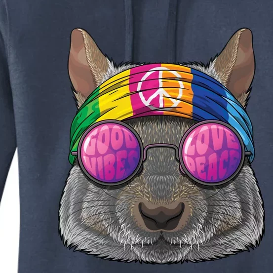 Hippie Squirrel Love Peace Sign 70s Hippie Animal Meaningful Gift Women's Pullover Hoodie