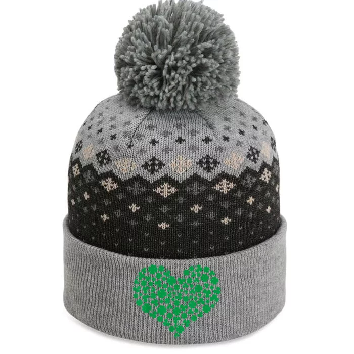 Heart Shamrock Lucky St Patricks Day The Baniff Cuffed Pom Beanie