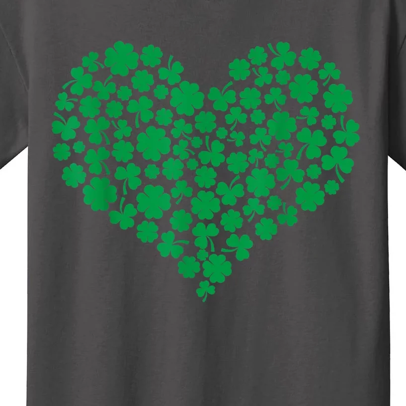 Heart Shamrock Lucky St Patricks Day Kids T-Shirt