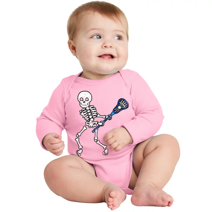 Halloween Skeleton Lacrosse Sport Player Costume Baby Long Sleeve Bodysuit