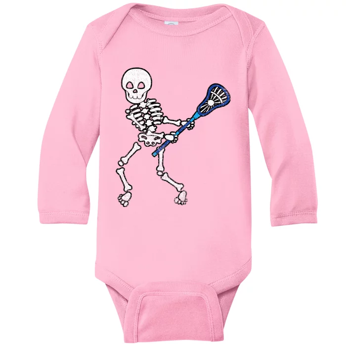 Halloween Skeleton Lacrosse Sport Player Costume Baby Long Sleeve Bodysuit