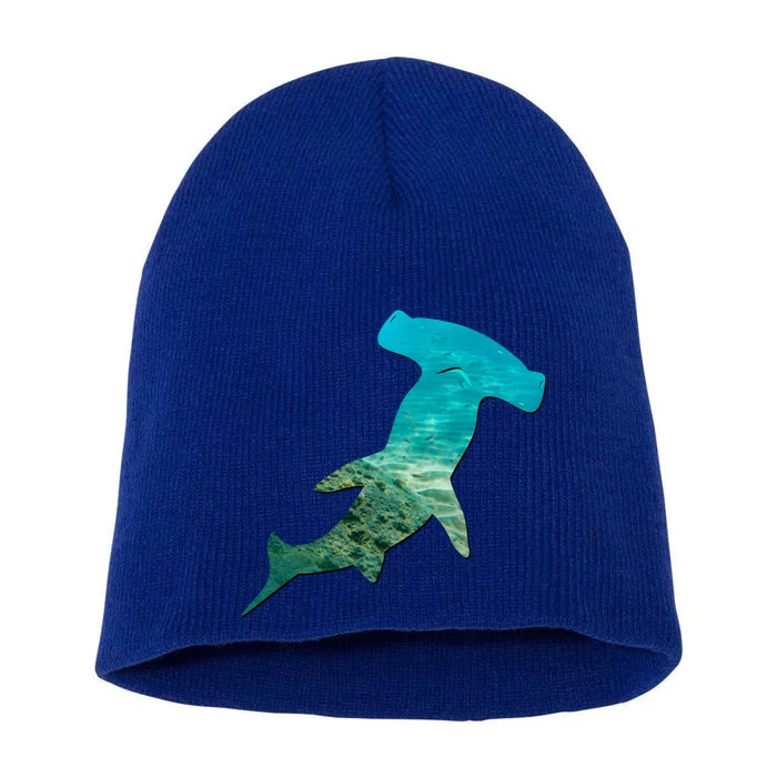 Hammerhead Shark Lovers Silhouette Earth Day And Ocean Week Gift Short Acrylic Beanie