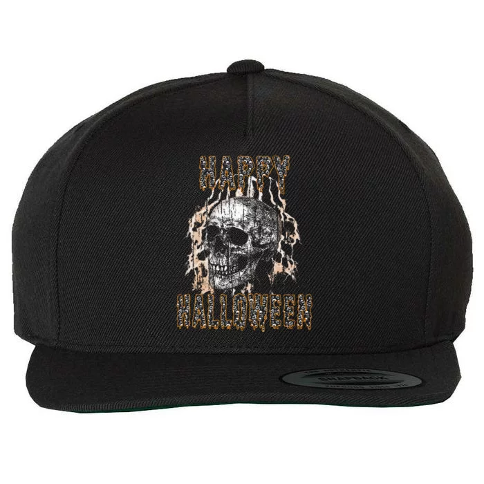 Halloween Skull Lightning Wool Snapback Cap