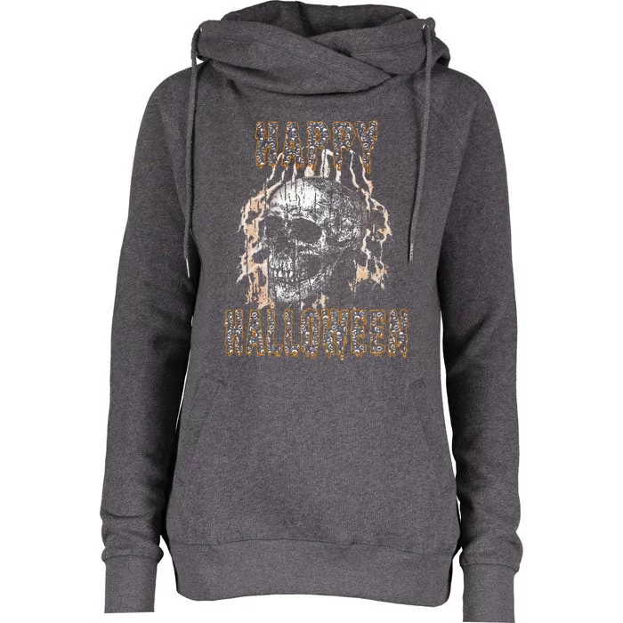 Halloween Skull Lightning Womens Funnel Neck Pullover Hood