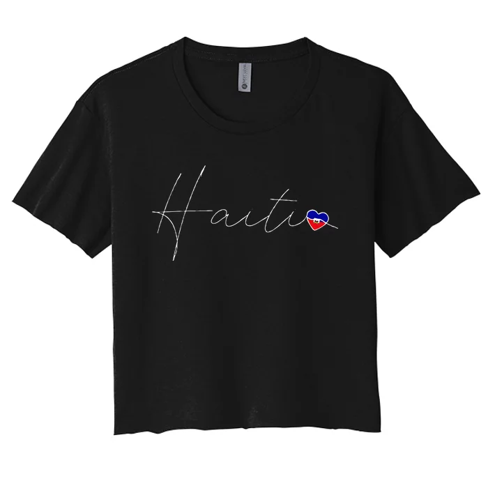 Haiti Simple Love Haitian Flag Heart On Haiti Women's Crop Top Tee