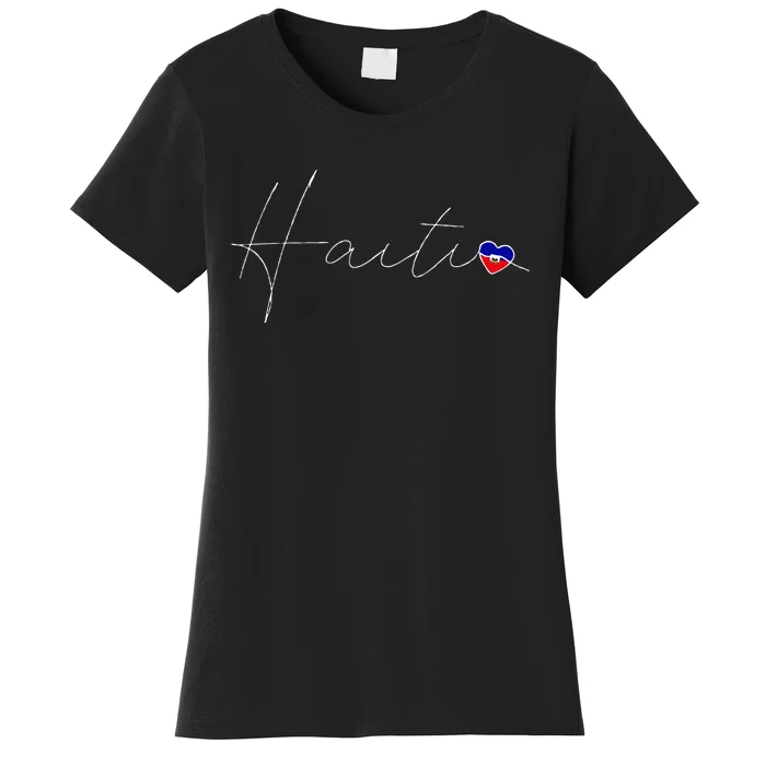 Haiti Simple Love Haitian Flag Heart On Haiti Women's T-Shirt