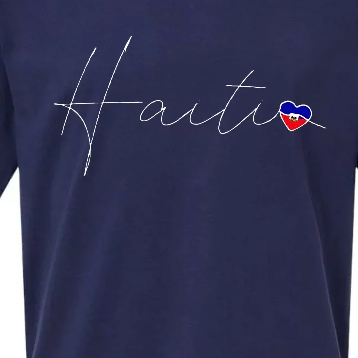 Haiti Simple Love Haitian Flag Heart On Haiti Sueded Cloud Jersey T-Shirt