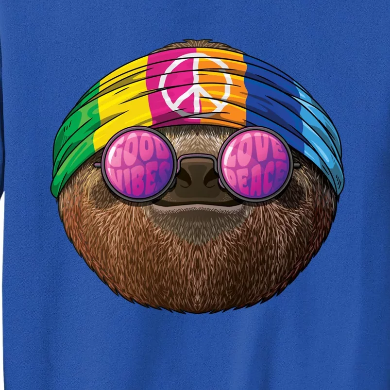 Hippie Sloth Love Peace Sign 70s Hippie Tropical Animal Meaningful Gift Sweatshirt