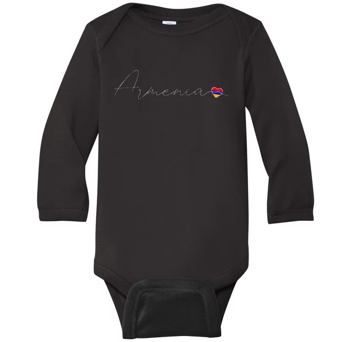 Hayastan Simple Love Armenian Flag Heart On Armenia Baby Long Sleeve Bodysuit