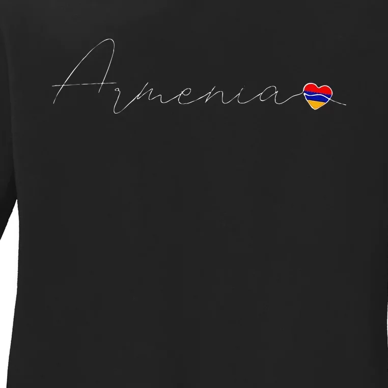 Hayastan Simple Love Armenian Flag Heart On Armenia Ladies Long Sleeve Shirt