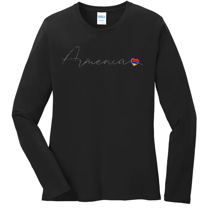 Hayastan Simple Love Armenian Flag Heart On Armenia Ladies Long Sleeve Shirt