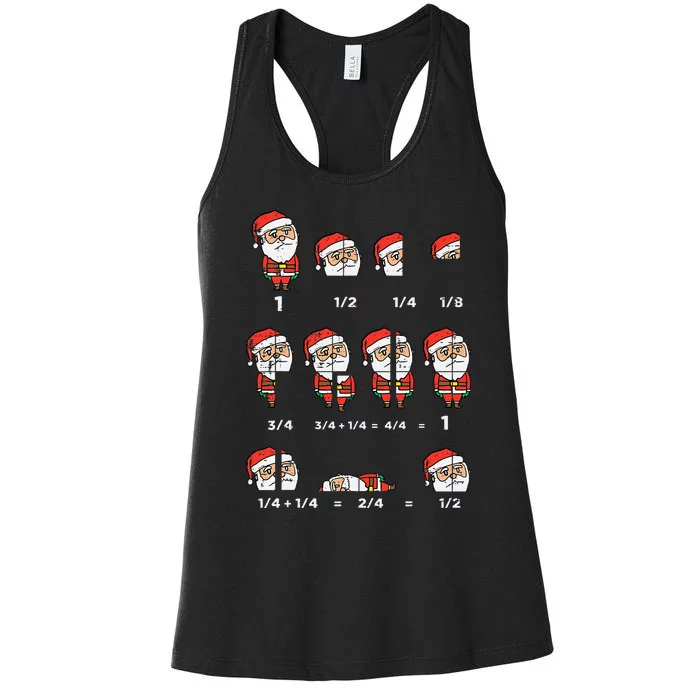 Hilarious Santa Math Teacher Gift for Christmas Women's Racerback Tank