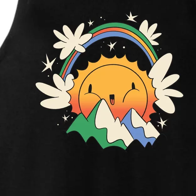 Happy Sun Mountain Rainbow Ladies Tri-Blend Wicking Tank