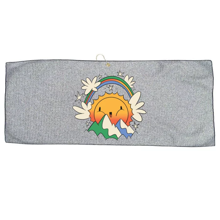 Happy Sun Mountain Rainbow Large Microfiber Waffle Golf Towel