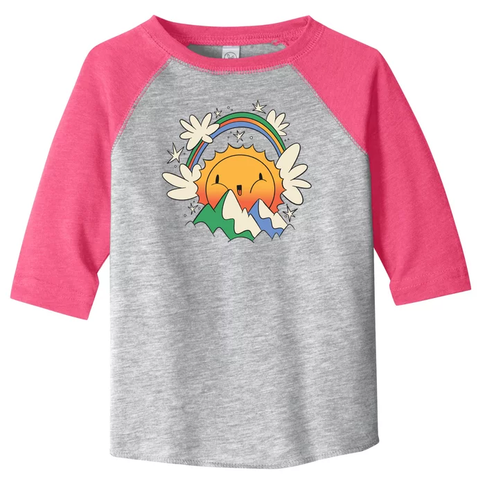 Happy Sun Mountain Rainbow Toddler Fine Jersey T-Shirt