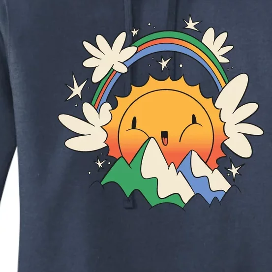 Happy Sun Mountain Rainbow Women's Pullover Hoodie