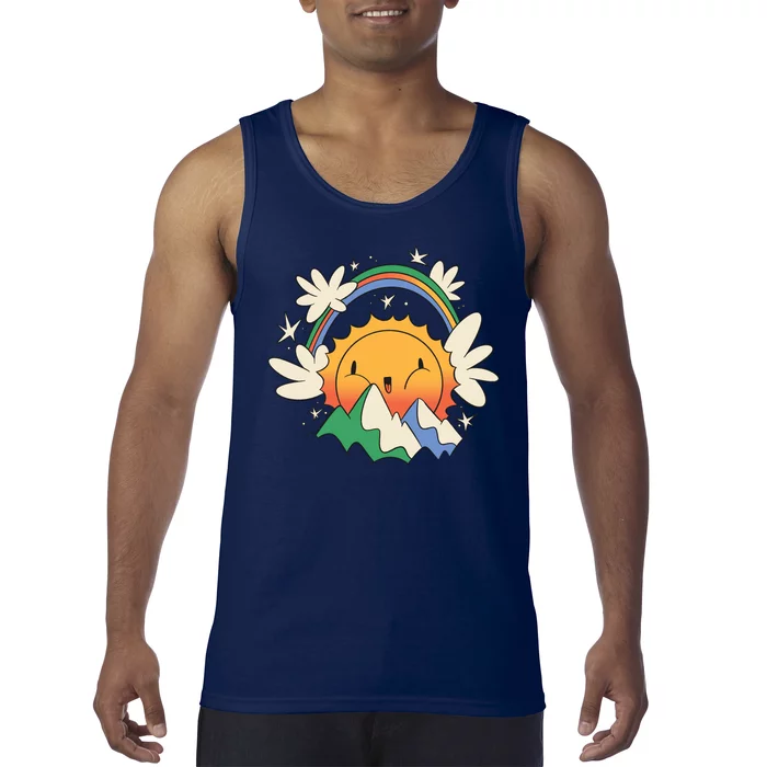 Happy Sun Mountain Rainbow Tank Top