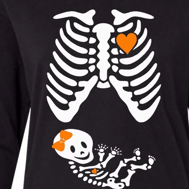 Halloween Skeleton Maternity Couples Pregnancy Announcement Womens Cotton Relaxed Long Sleeve T-Shirt