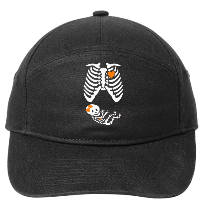 Halloween Skeleton Maternity Couples Pregnancy Announcement 7-Panel Snapback Hat