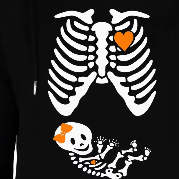 Halloween Skeleton Maternity Couples Pregnancy Announcement Womens Funnel Neck Pullover Hood