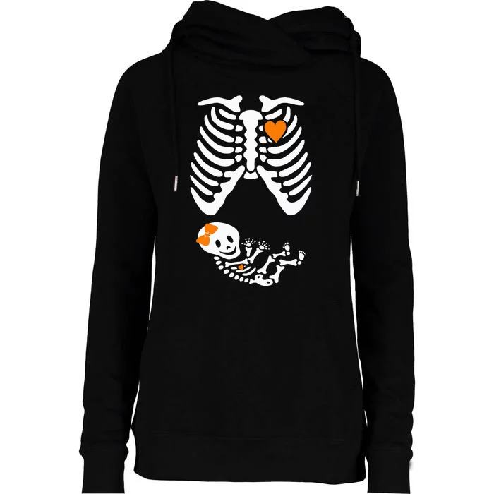 Halloween Skeleton Maternity Couples Pregnancy Announcement Womens Funnel Neck Pullover Hood