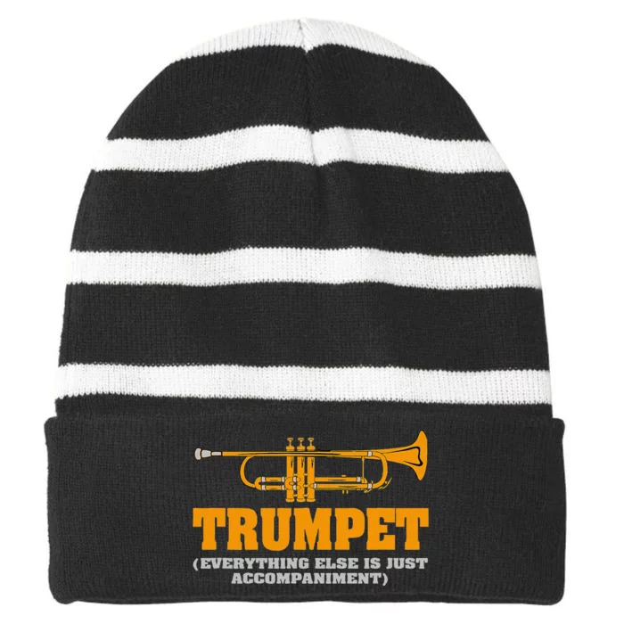 High School Marching Band Brass Horn Perfect Striped Beanie with Solid Band