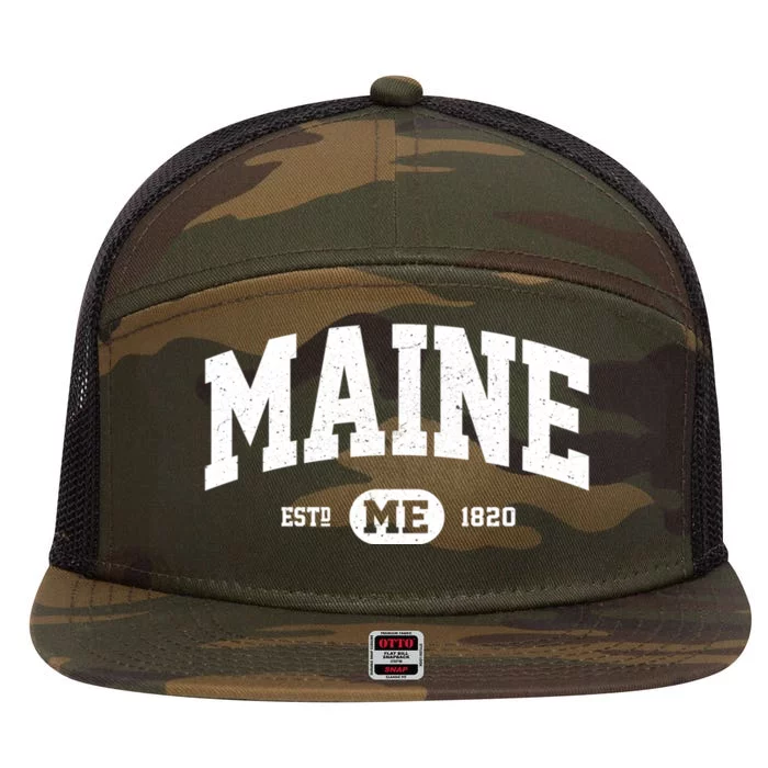 Home State Maine Established 7 Panel Mesh Trucker Snapback Hat