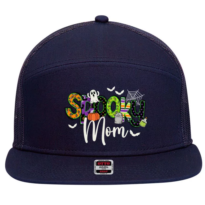 Halloween Spooky Mama Matching Family 7 Panel Mesh Trucker Snapback Hat