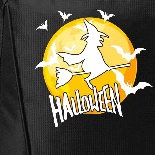 Halloween Spooky Moon Flying Witch City Backpack