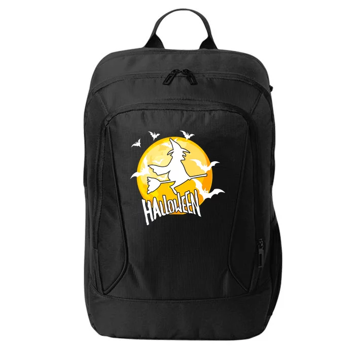 Halloween Spooky Moon Flying Witch City Backpack