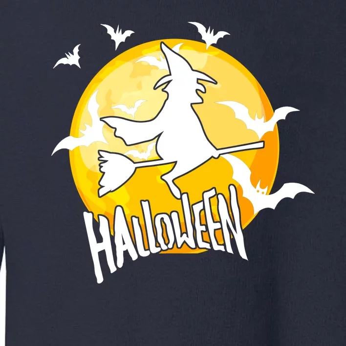 Halloween Spooky Moon Flying Witch Toddler Sweatshirt