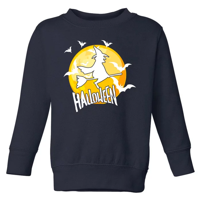 Halloween Spooky Moon Flying Witch Toddler Sweatshirt