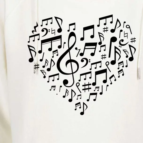 Heart Shape Musical Notes Music Lovers Gift Valentines Day Gift Womens Funnel Neck Pullover Hood