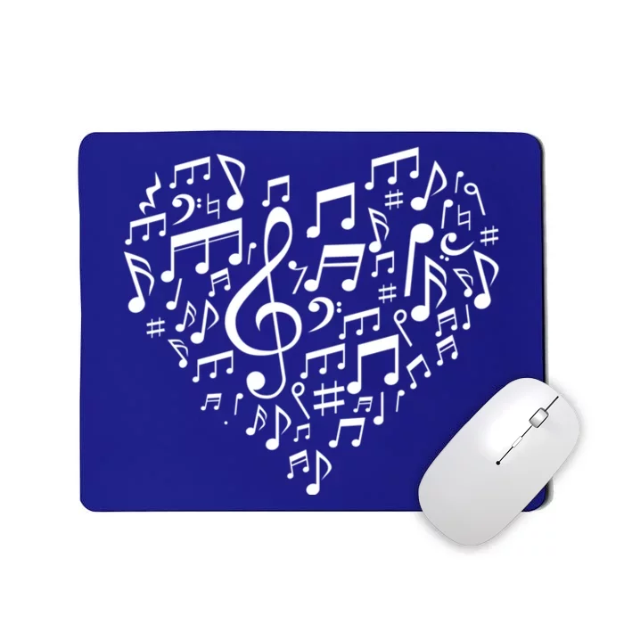 Heart Shape Musical Notes Music Lovers Gift Valentines Day Gift Mousepad