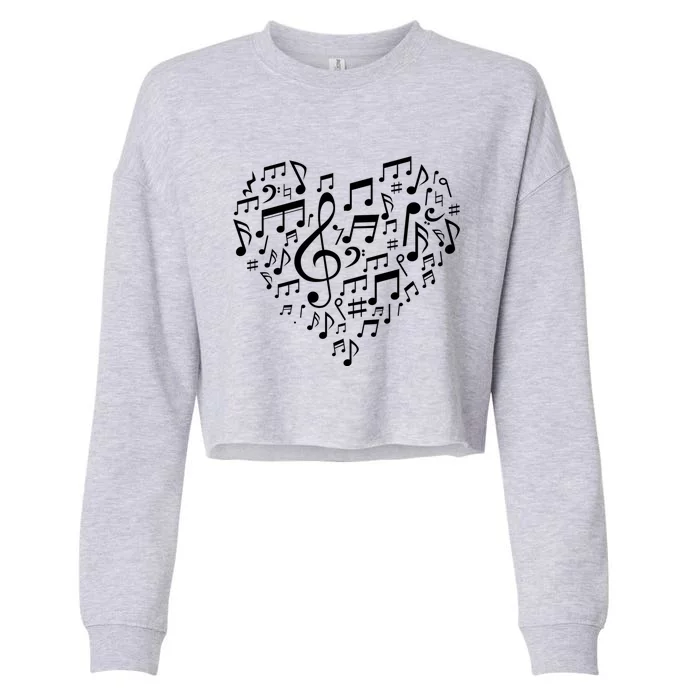 Heart Shape Musical Notes Music Lovers Gift Valentines Day Gift Cropped Pullover Crew