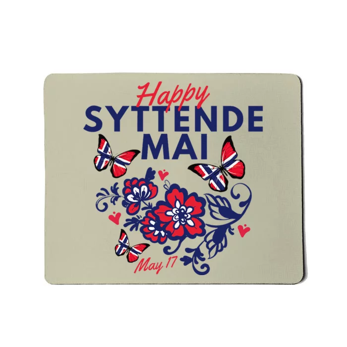 Happy Syttende Mai 17 May Norway Rosemaling Butterflies Flag Mousepad