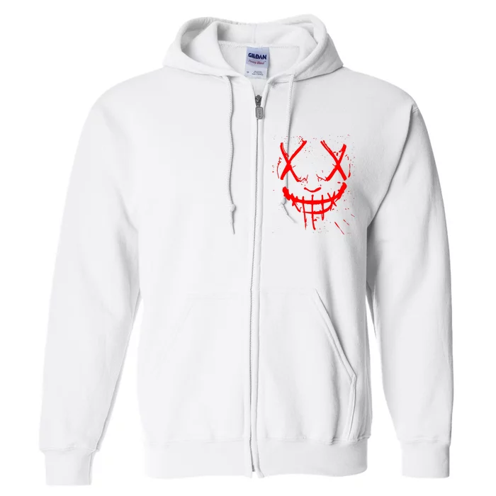 Horror Scary Mask Halloween Party With Purge Scary Mask Full Zip Hoodie