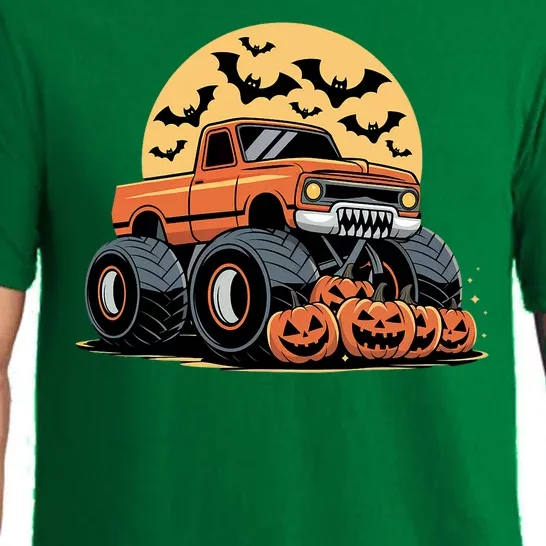 Halloween Shirts Monster Truck Pumpkins Pajama Set