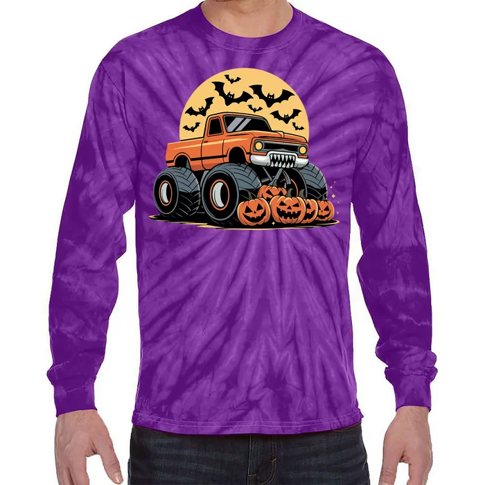 Halloween Shirts Monster Truck Pumpkins Tie-Dye Long Sleeve Shirt