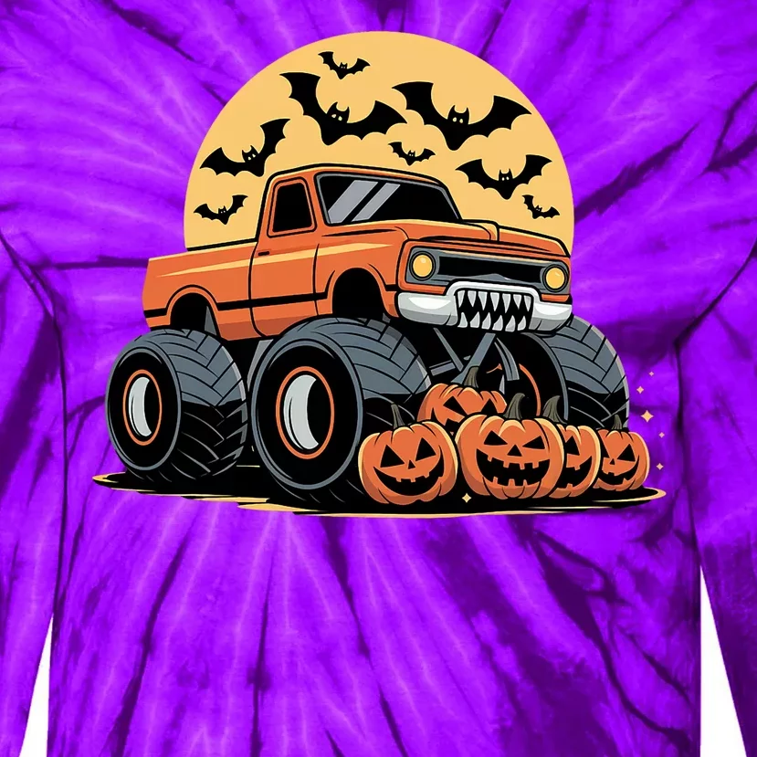 Halloween Shirts Monster Truck Pumpkins Tie-Dye Long Sleeve Shirt