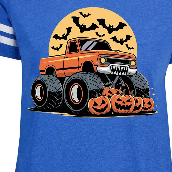 Halloween Shirts Monster Truck Pumpkins Enza Ladies Jersey Football T-Shirt